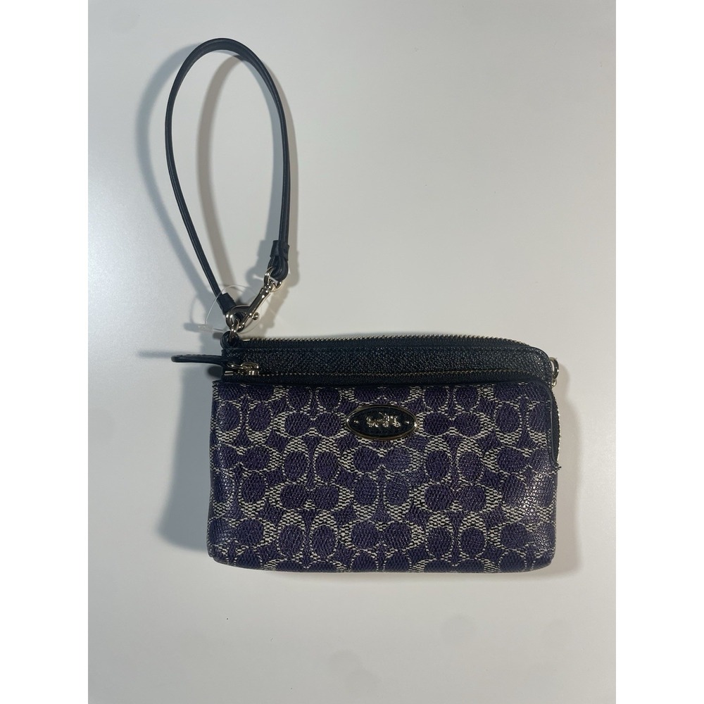 Coach‎ Small Leather Wristlet Purse Cobalt Blue/  Navy